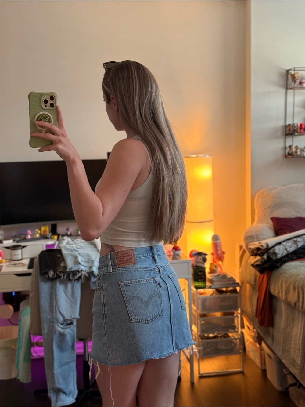 Levi's Light Blue Denim Mini Skirt with Raw Hem